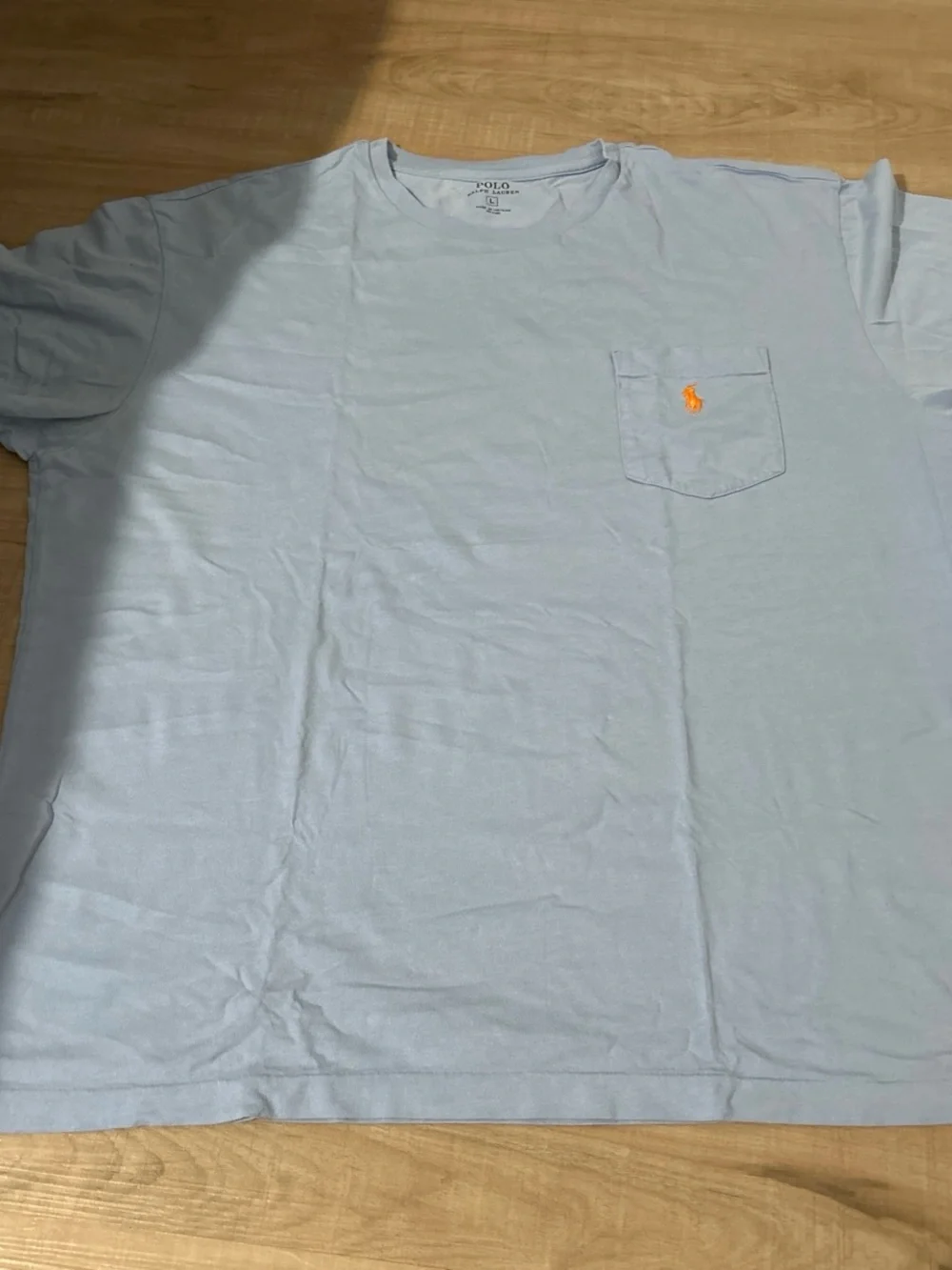 Polo by Ralph Lauren Light Blue Short Sleeve Pocket Tee with Orange Pony